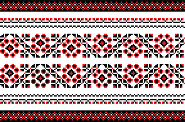 Famous Ukrainian folk seamless pattern design. Ethnic tradininal embroidery ornament of vyshyvanka. Concept of art, beauty, fashion style. Vector