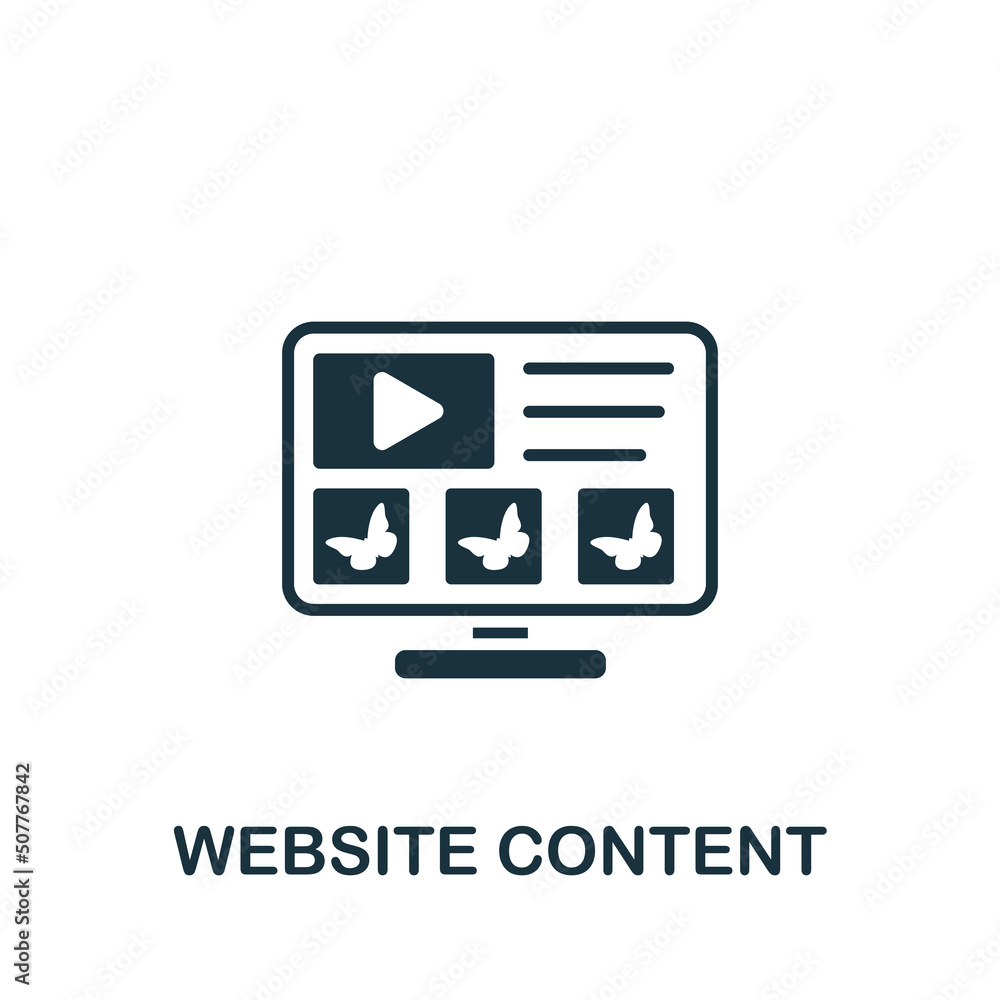 Poster website content icon. monochrome simple web development icon for templates, web design and infograph