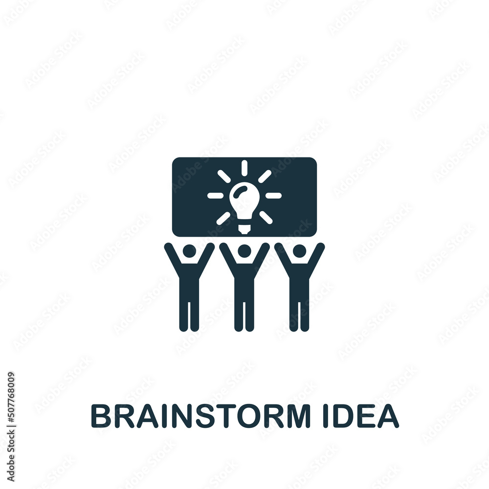 Aufkleber brainstorm idea icon. monochrome simple web development icon for templates, web design and infograph