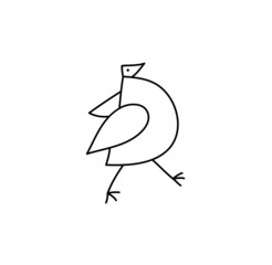 Vector Monoline Cute Bird line art outline logo icon sign symbol design concept. Scandinavian illustration