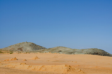 Fototapeta na wymiar Landscape in the Colombian Guajira desert. Copy space.