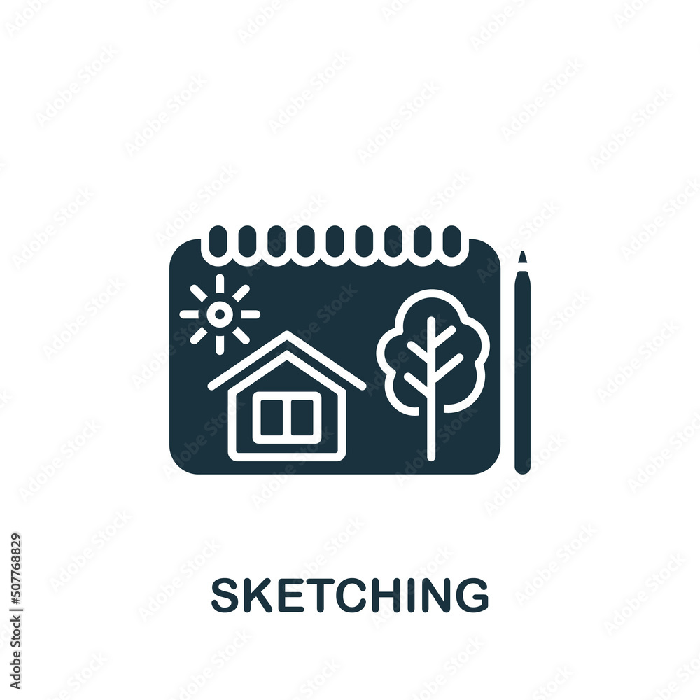 Poster sketching icon. monochrome simple web development icon for templates, web design and infographics