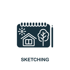 Sketching icon. Monochrome simple Web Development icon for templates, web design and infographics