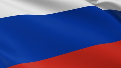 Russia flag. Russian Federation. Moscow sign. Official patriotic national tricolor symbol. Realistic 3D illustration with cotton texture.