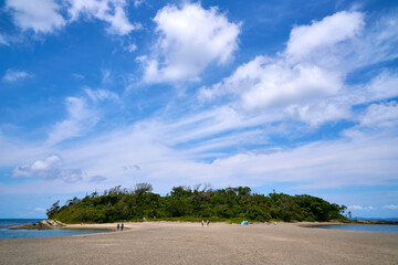 浜で繋がる沖ノ島　館山市