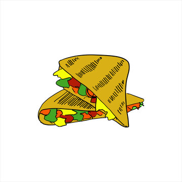 recommend clip art: Quesadilla. Colored simple doodle. Vector hand drawn illustration, isolated on white