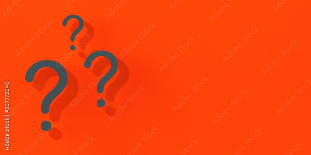 Fototapete question marks with shadow on red background.technical support. answers to questions. banner for ins