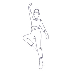 girl jumping sketch, outline, isolated, vector