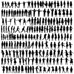 children silhouette, child big set on white background, isolated, vector