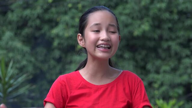 An Angry Girl Child Complaining