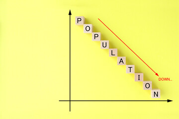 人口減少を表すグラフイメージ - obrazy, fototapety, plakaty