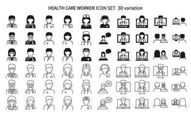 Icon set related to healthcare professionals