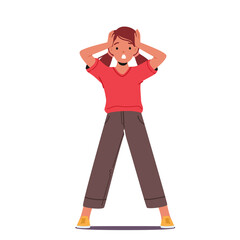 Shocked Little Yelling Holding Head with Hands, Girl Astonished Emotion. Isolated Discouraged Kid Character Feeling
