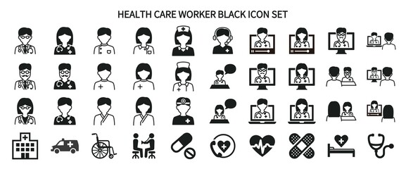 Icon set related to healthcare professionals