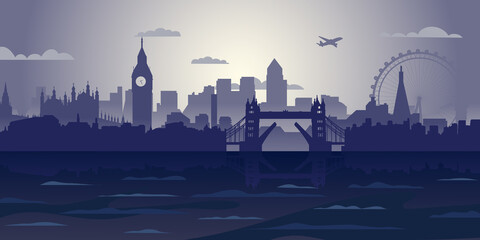 London city silhouette - obrazy, fototapety, plakaty