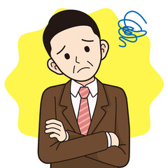 困るミドル男性ビジネスマン＿線画