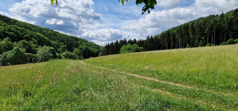 Landscape along the river Our in Luxembourg