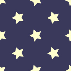 Ivory stars on night blue background. Vector seamless pattern in soft colors. Best for textile, print, wrapping paper, package and festive decoration.