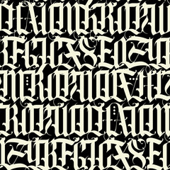 Vector Seamless pattern of capital Gothic letters - 507775232