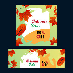 set of autumn banners vector illustrations