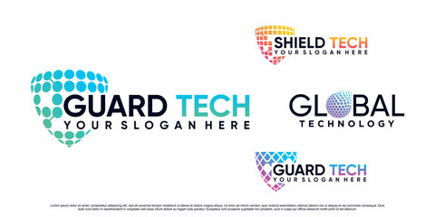 Set of collection shield tech icon logo design with creative concept Premium Vector