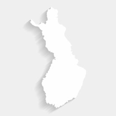 White Finland map on gray background, vector