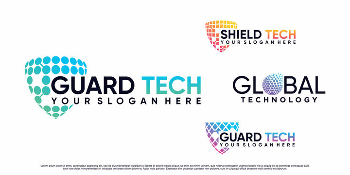 Set of collection shield tech icon logo design with creative concept Premium Vector