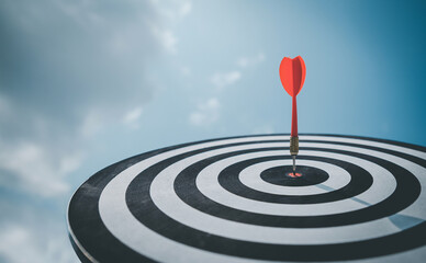 target board ,symbol of leadership successful achievement, hitting in the target center of...