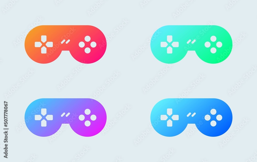 Poster game console or joystick icon set in gradient colors. console icon collection.