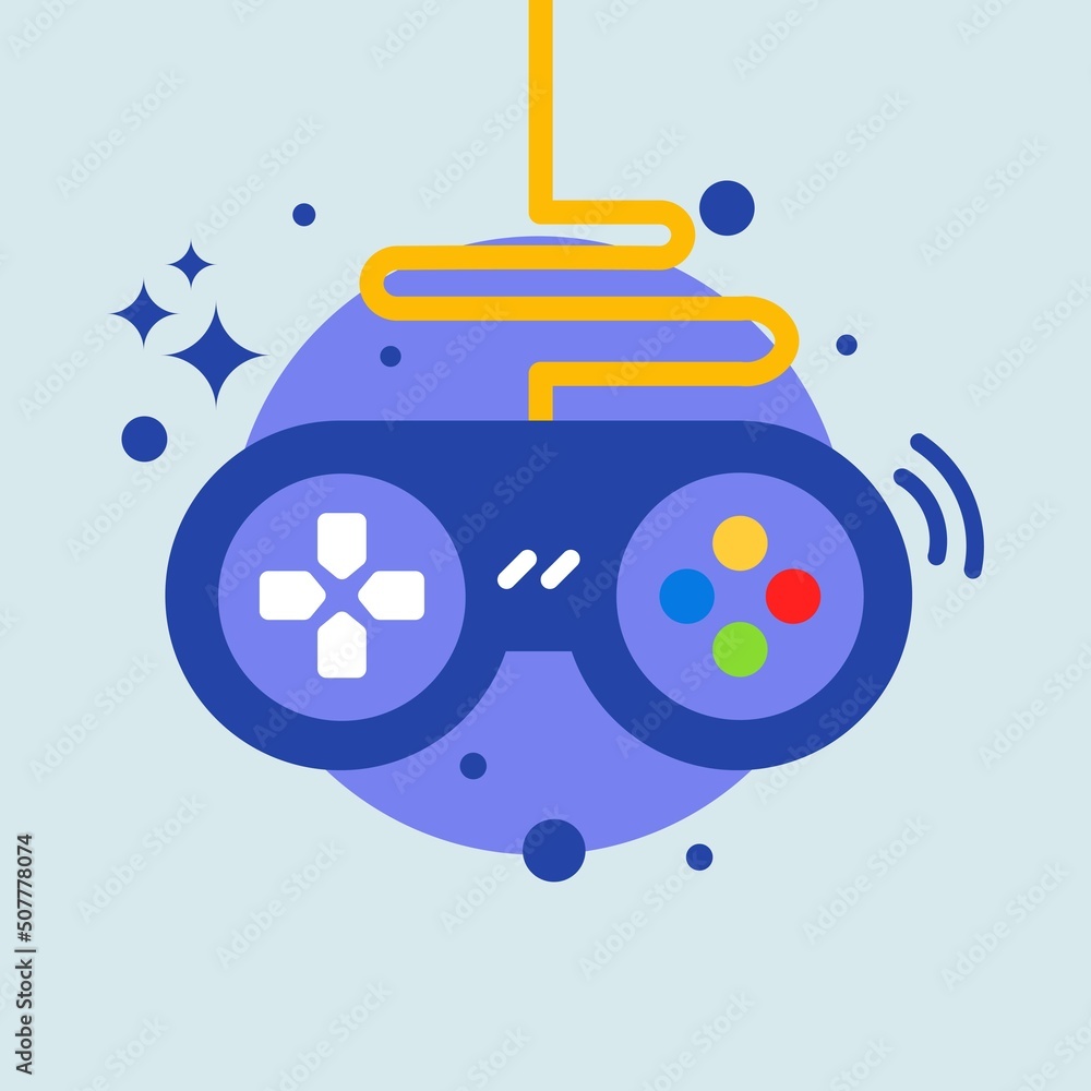 Poster game console or joystick flat vector illustration. controller icon.