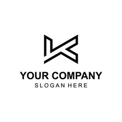 Fototapeta premium Creative linear letter K logo minimal design