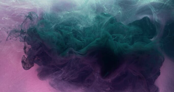 Ink water splash. Mysterious smog. Black green paint mix. Abstract art background shot on Red Cinema camera 6k.