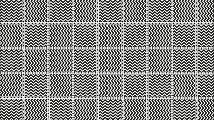 Ensemble de carrés entourés de cercles et lignes brisées à l'intérieur en noir et blanc