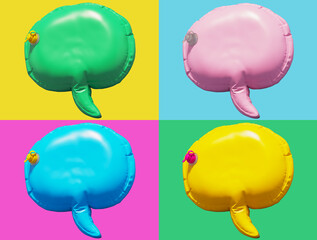 Set of Swimming Rings and Mattresses. Bubble speech