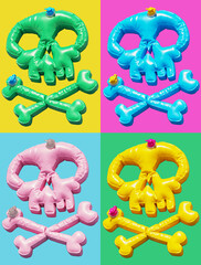 Set of Swimming Rings and Mattresses. Skull shape