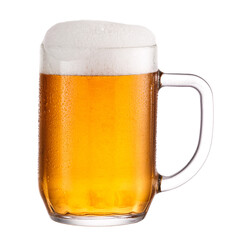 Frosty glass of beer isolated on a white background.
