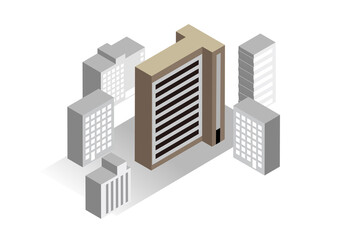 Fototapeta premium 楽しい街並みと暮らしの風景。人々が明るく暮らせる建物と街づくり。アルファベットの可愛いビル。