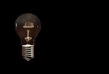 lamp in dark background energy electricity price, space for   your text - 3d rendering