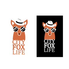Fox city life - illustration with inscription for t-shirts or other products and materials.