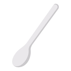 Tea spoon. Silver tool for eating. Color vector illustration. Isolated background. Flat style. The cutlery consists of a handle and a scoop. Necessary item for table setting. Idea for web design.