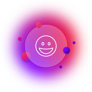 Glad emoticon line icon. Happiness, joy, laugh, round face. Feeling, emoji. Good mood concept. Glassmorphism style. Vector line icon for Business and Advertising
