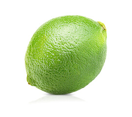 one whole lime on a white isolated background