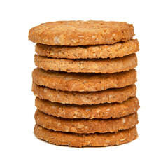 Cereal classic cookies tower isolated on the white background