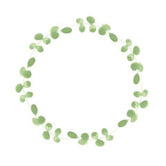 Botanical wreath of green branches and leaves