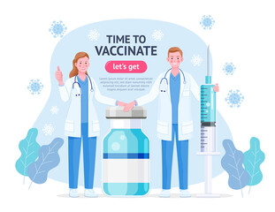 Vaccination campaign flat illustration style. Time to Vaccinate.