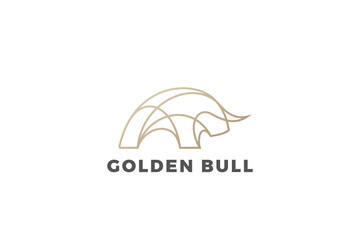 Bull Logo Bison Taurus design vector template Linear Outline style. Steak House Meat store Logotype concept icon.