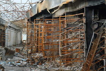 Destroyed Market in Kharkiv after russian Missile Hit