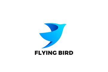 Fototapeta na wymiar Flying Bird Logo Abstract Design vector template. Elegant silhouette Falcon Eagle Dove Wings Logotype concept.