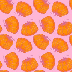 Halloween seamless cute pumpkins pattern for textiles and packaging and gifts and kids and wrapping paper