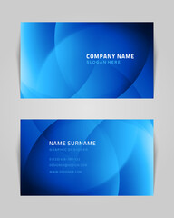 Abstract business card with spiral swirls vector template. Blue geometric lines futuristic gradient dance. Creative trendy textures in muted colors. Modern fantastic branding with opening tracery.
